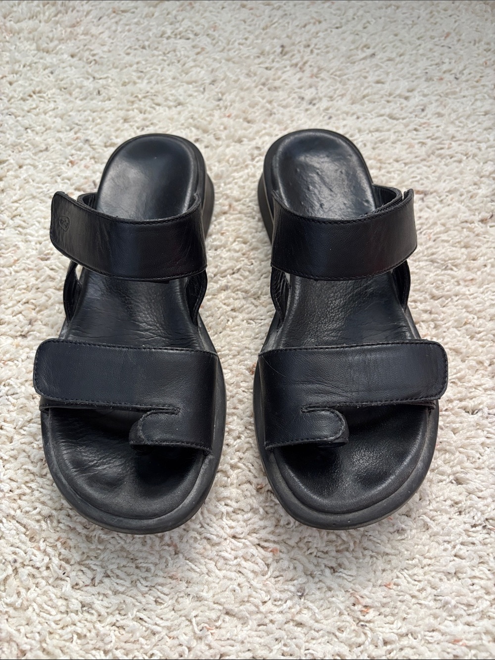 Wolky Women's Black Double Strap Leather Sandals